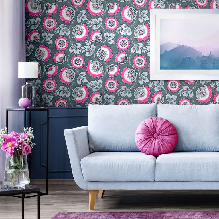 Grey Floral Wallpaper | Eclectic Wallpaper | Olenka Design