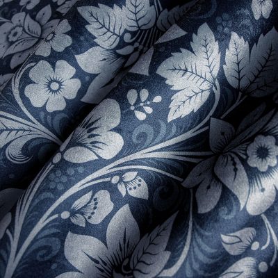 Navy floral velvet fabric