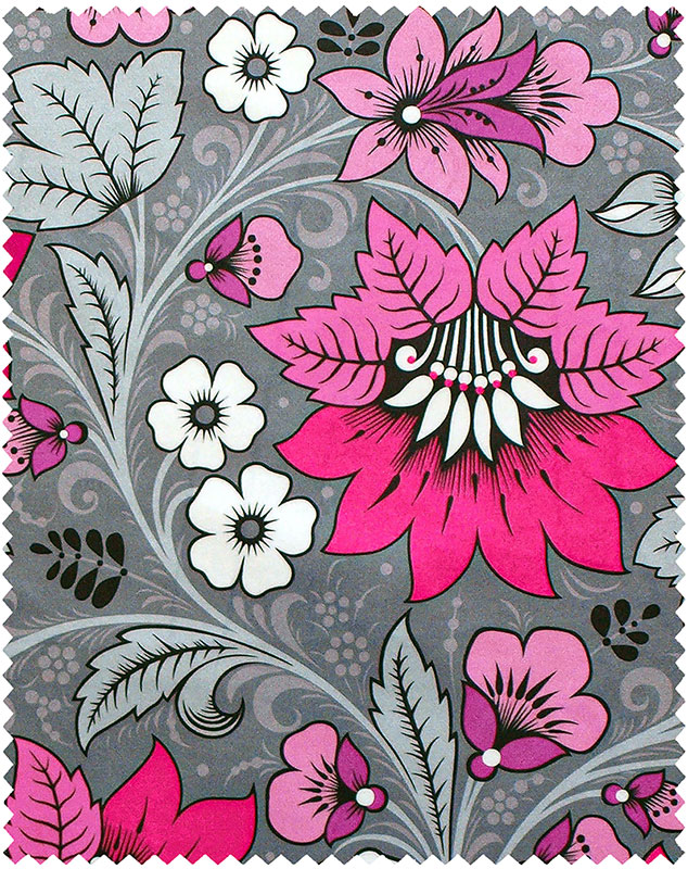 Floral Velvet Fabric, Fuchsia Floral Velvet
