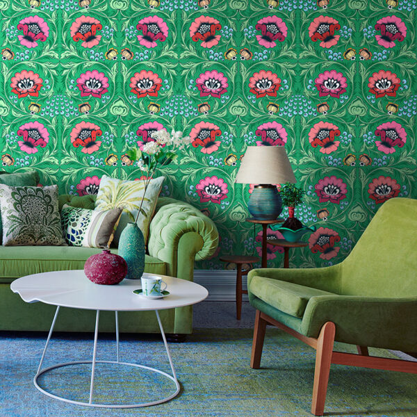 green floral wallpaper