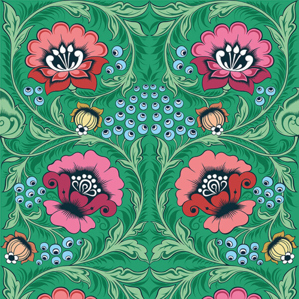 Green floral wallpaper