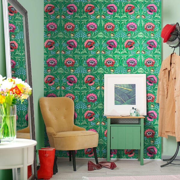 Green floral wallpaper