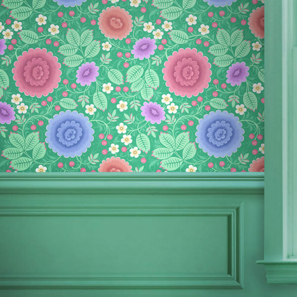 Pastel Green floral wallpaper
